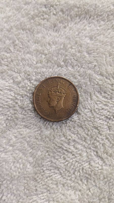 Original One Quarter Anna Indian Coin 1941 0