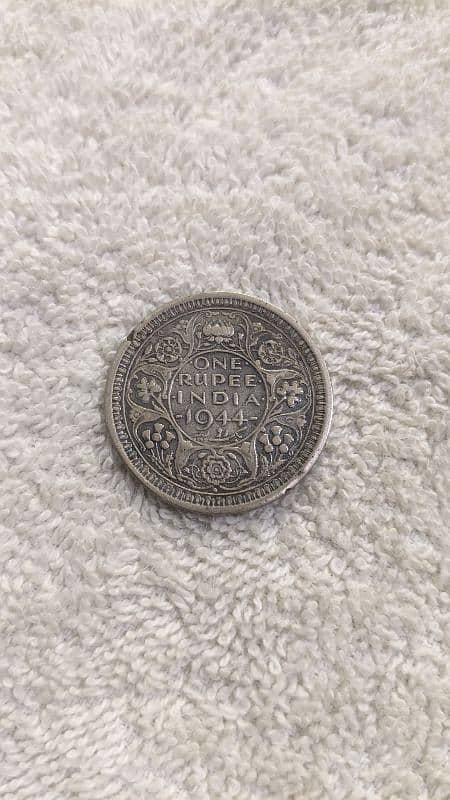 Original One Rupee Indian Coin 1944 1