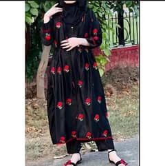 3 pcs womens stitched silk embroidered gown suit