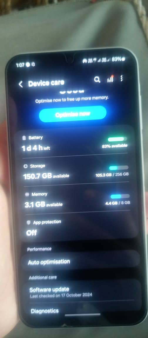 Samsung a15 open box 3days . . memory 8. . 256. . good charging 3