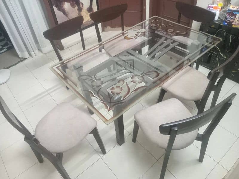 6 Seater Dining Table (Dark Brown) 4