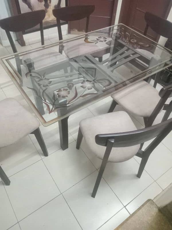 6 Seater Dining Table (Dark Brown) 5