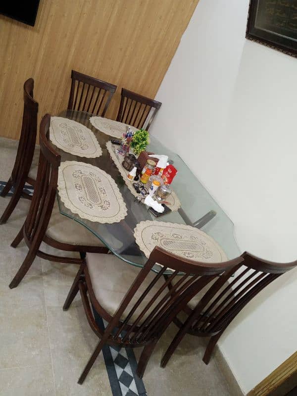 6 chairs glass top dining table 0