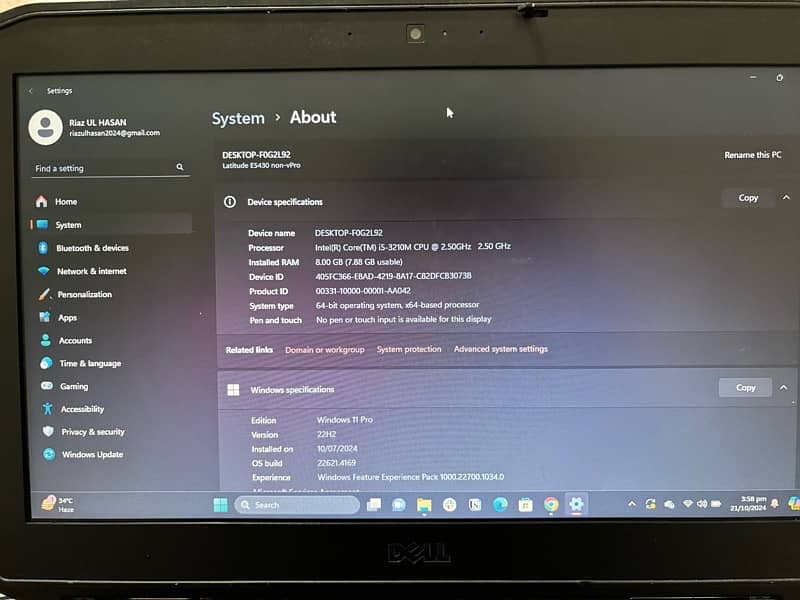 Dell Latitude E5430 8gb ram 250gb SSD Core i5 3210M 1