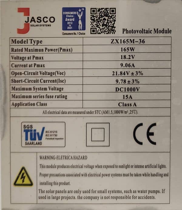 jinko solar 165W 2 plate available ok pice 0