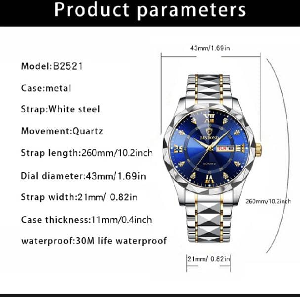 luxury diamond shape watch for men 3