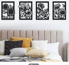 4pcs  mDF wood flowers frame in  wall hanging