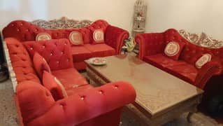 7 seater sofa / deco sofa set / red rose colour sofa set / luxury sofa