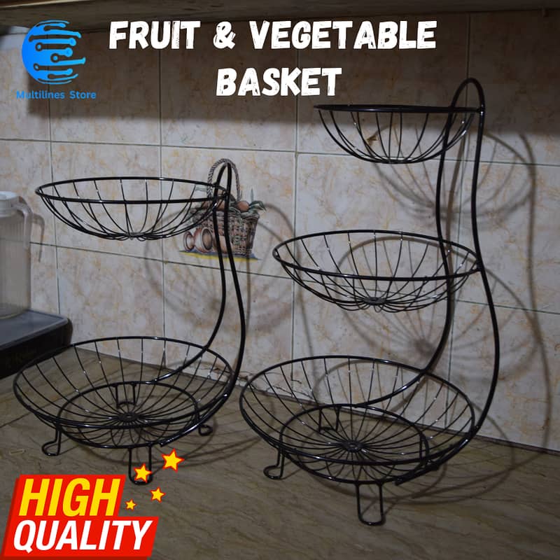 Export Quality Iron 2 & 3 Tier Modern Fruit Basket Stand 0