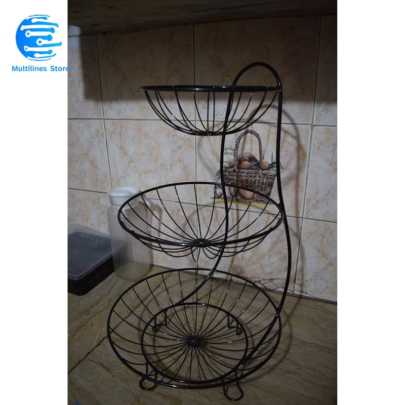 Export Quality Iron 2 & 3 Tier Modern Fruit Basket Stand 1