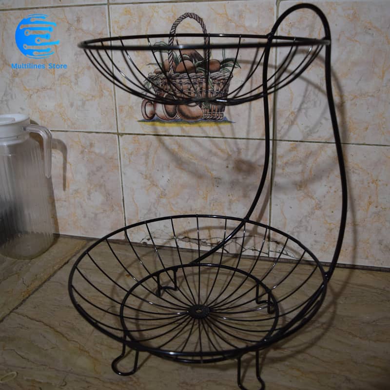 Export Quality Iron 2 & 3 Tier Modern Fruit Basket Stand 2