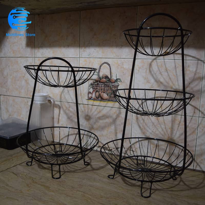 Export Quality Iron 2 & 3 Tier Modern Fruit Basket Stand 10