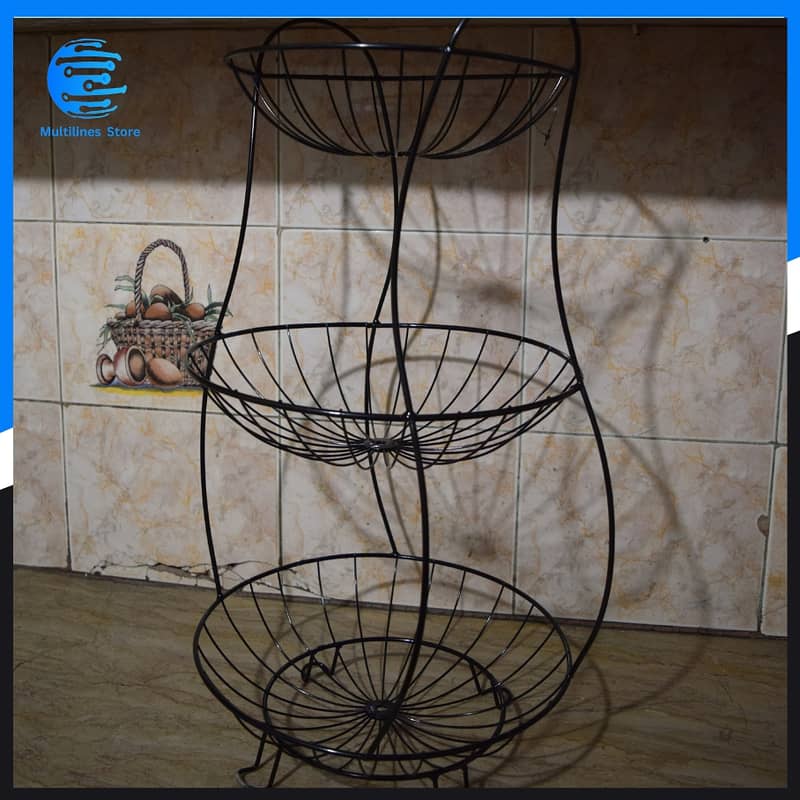 Premium Quality Iron Wire 2 & 3 Tier Fruit Basket Stand Sabzi Stand 3