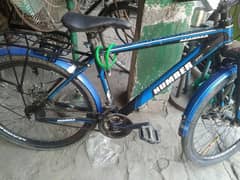 blue color mountain gair bicycle