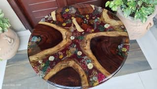 Floral epoxy center table is ready to sale .