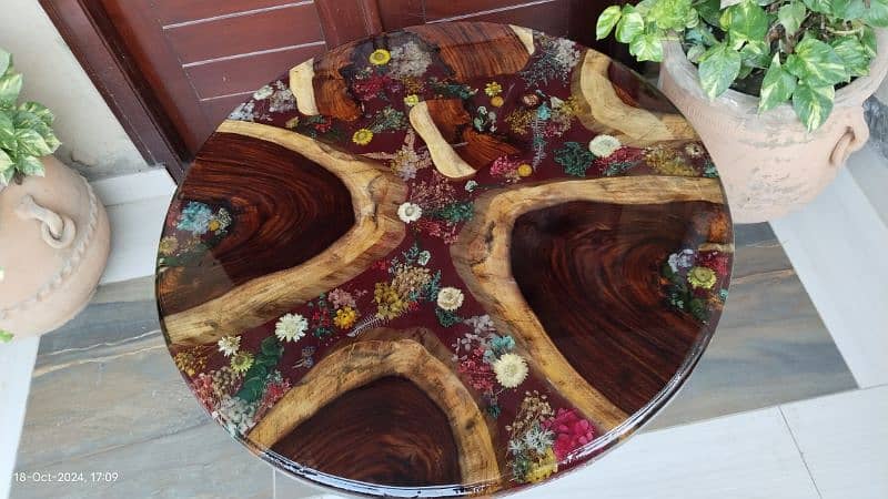 Floral epoxy center table is ready to sale . 0