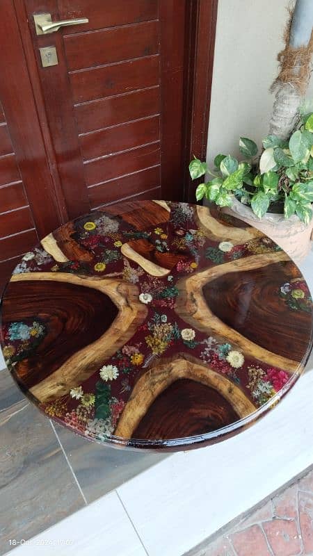 Floral epoxy center table is ready to sale . 2