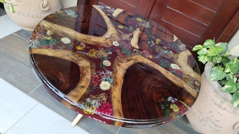 Floral epoxy center table is ready to sale . 4