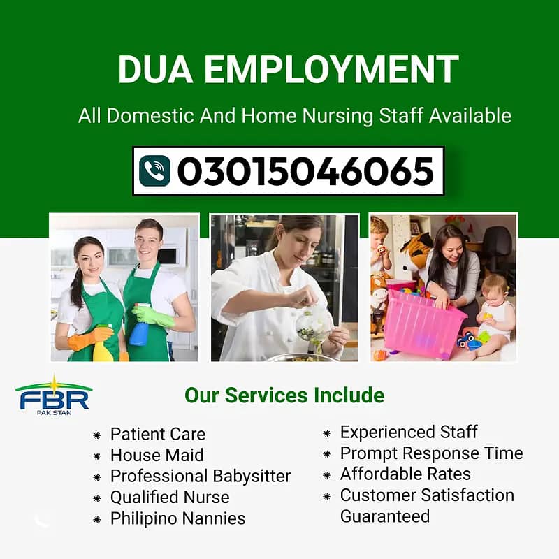 Maid , Babysitter, Patient care , Driver We Provide all Domestic Staf 0