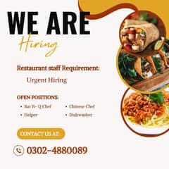 Chef | Restaurant Staff | Jobs | Urgent Hiring