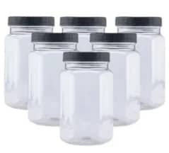 Homeware Pack of 4 Hexa Spices Jars 425ml / Sugar Jars/ Storage Jars