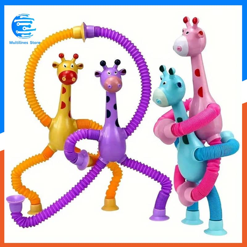 Telescopic Children Suction Cup Giraffe Toy Pop Tubes Stress Relief 4