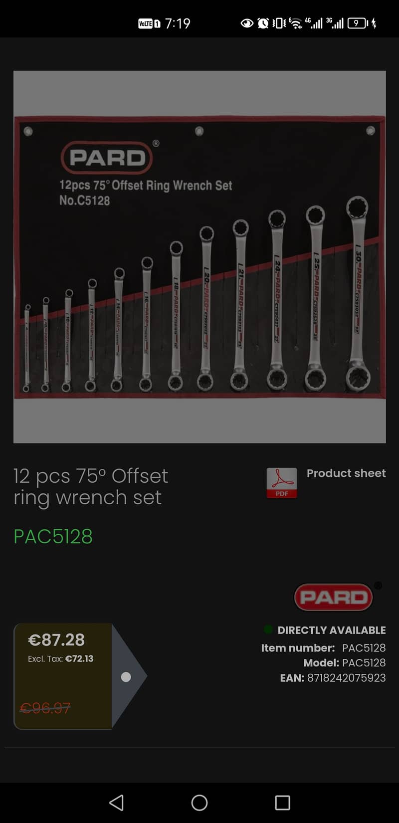 original imported pard 12 offset ring wrench set 0