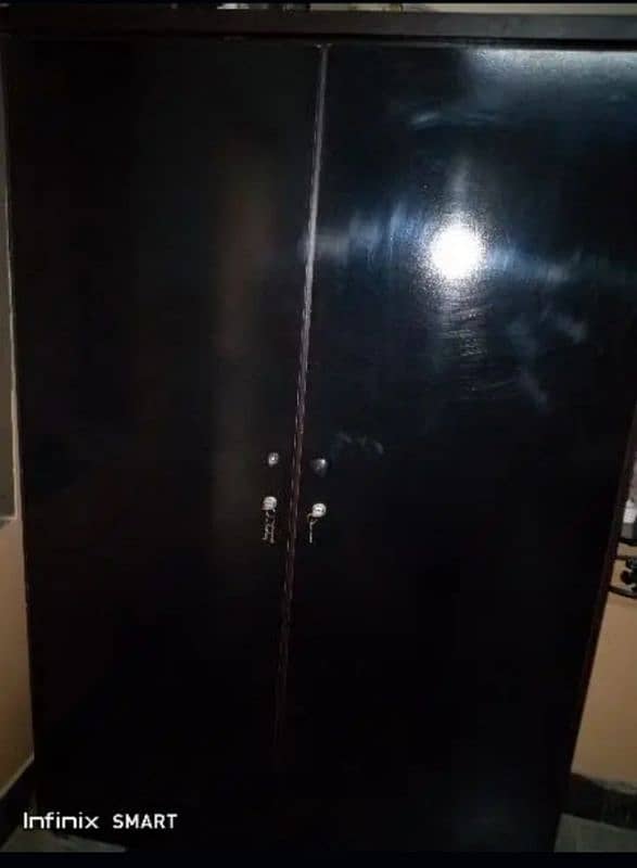 2 door wardrobe with mirror and heavy iron single folding palang 2