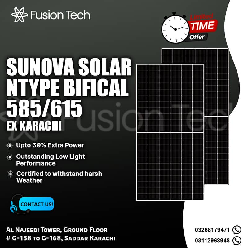 Sunova solar 230W Ntype Solar Panels (585/615w also available) 1