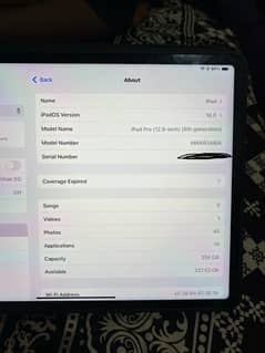 ipad pro m2chip 6th gen 12.9"inch 256gb