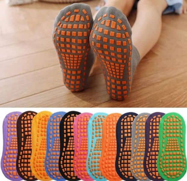 Kids Anti Slip Socks Silicon Dotted Breathable Unisex in Multi Colors 2