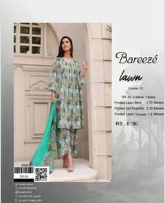 Bareeze 3 piece Lawn Suit