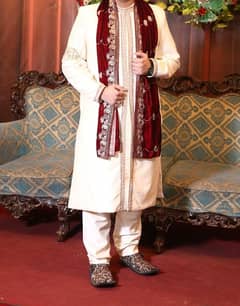 Wedding Sherwani with Trouser, Patka and Shoes