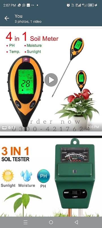 4 in 1 Soil Tester Outdoor plant Hygrometer humidity Meter / PH 0