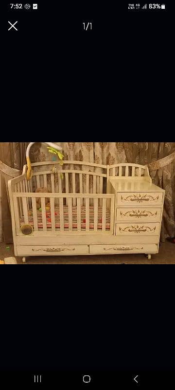 baby cot with mattress n drawers 0