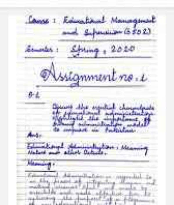 Handwriting assignment work 1