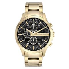 Armani Exchange Men's Quartz Gold Stainless Steel Black Dial 46mm