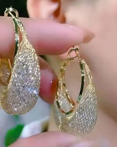 Beautiful Mesh And Zircone Drop Earrings