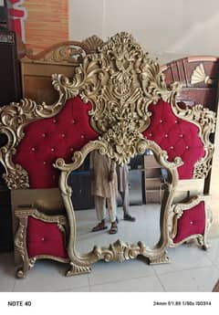 solid wood king size complete bed set achi halat mh hai serious buyer