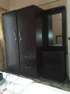 Wardrobe 2 door with side table and Mattress