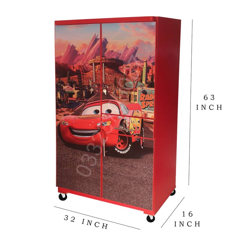 D8 5 feet Wooden McQueen car theme cupboard For kids Red 0