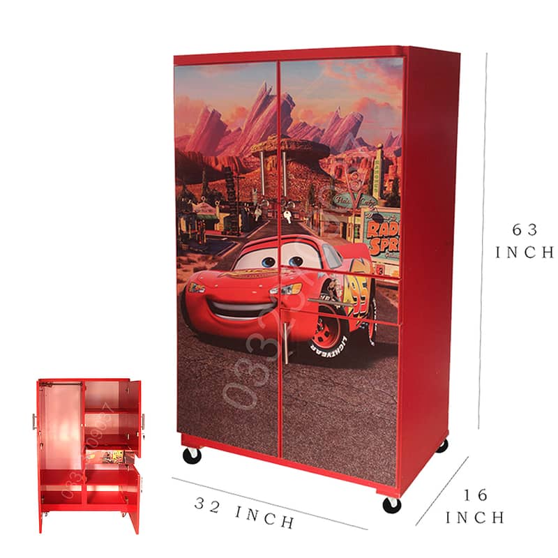 D8 5 feet Wooden McQueen car theme cupboard For kids Red 3