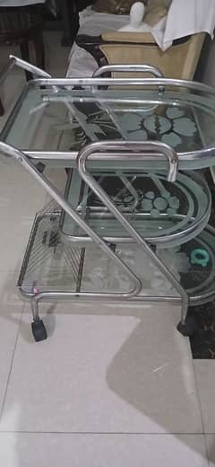 metallic/glass tea trolley