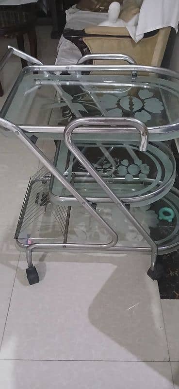 metallic/glass tea trolley 0