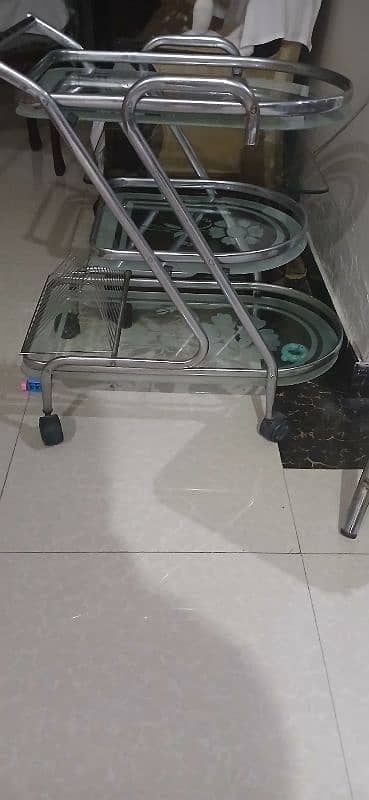 metallic/glass tea trolley 1