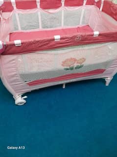 pretty baby pink foldable cot