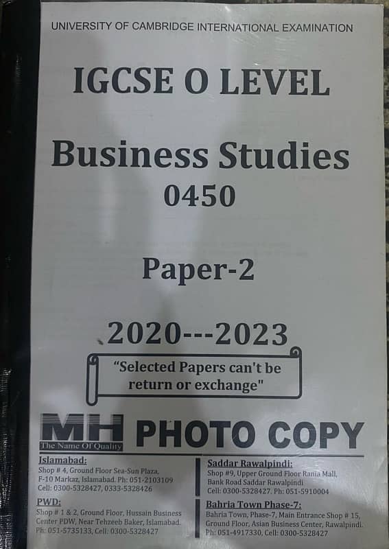 Business IGCSE Past Papers 2020-2023 1