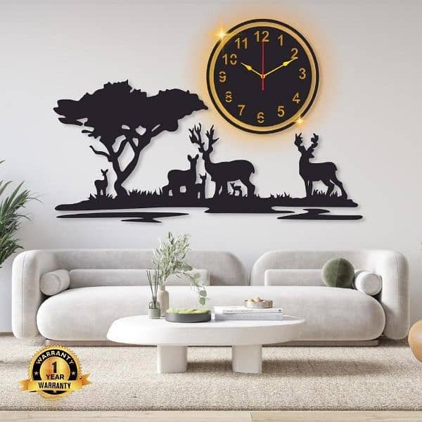 Beautiful Calligraphy Wooden Home Decor Wall Clock . 2