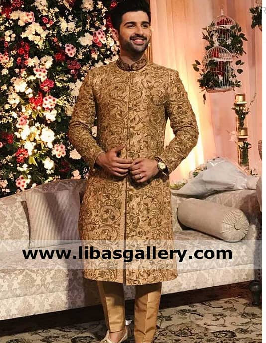 Muneeb Butt Attire Sherwani 2024 New Complete Set 0