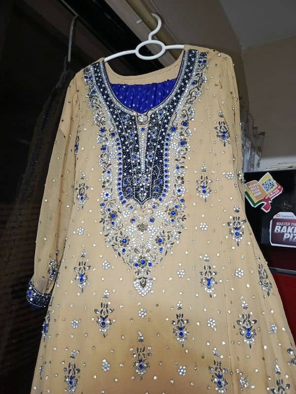 Full Heavy Maxi in Golden Colour with Purple Heavy Dupatta 1